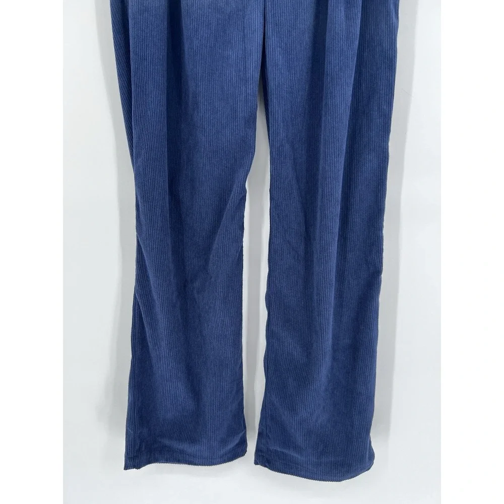 Halara Mid Rise Zipper Pocket Corduroy Casual Pants Womens Navy Blue AuraCord